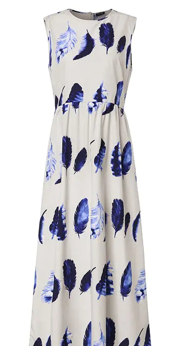 New Ethnic Print Long Maxi Dress for Beach Casual Wear