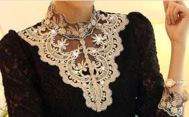 Plus Size Women's Korean Lace Blouse