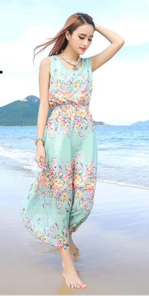 Bohemian Chiffon Maxi Dress for Beach Vacation