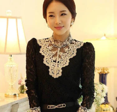Plus Size Women's Korean Lace Blouse