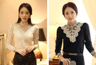 Plus Size Women's Korean Lace Blouse